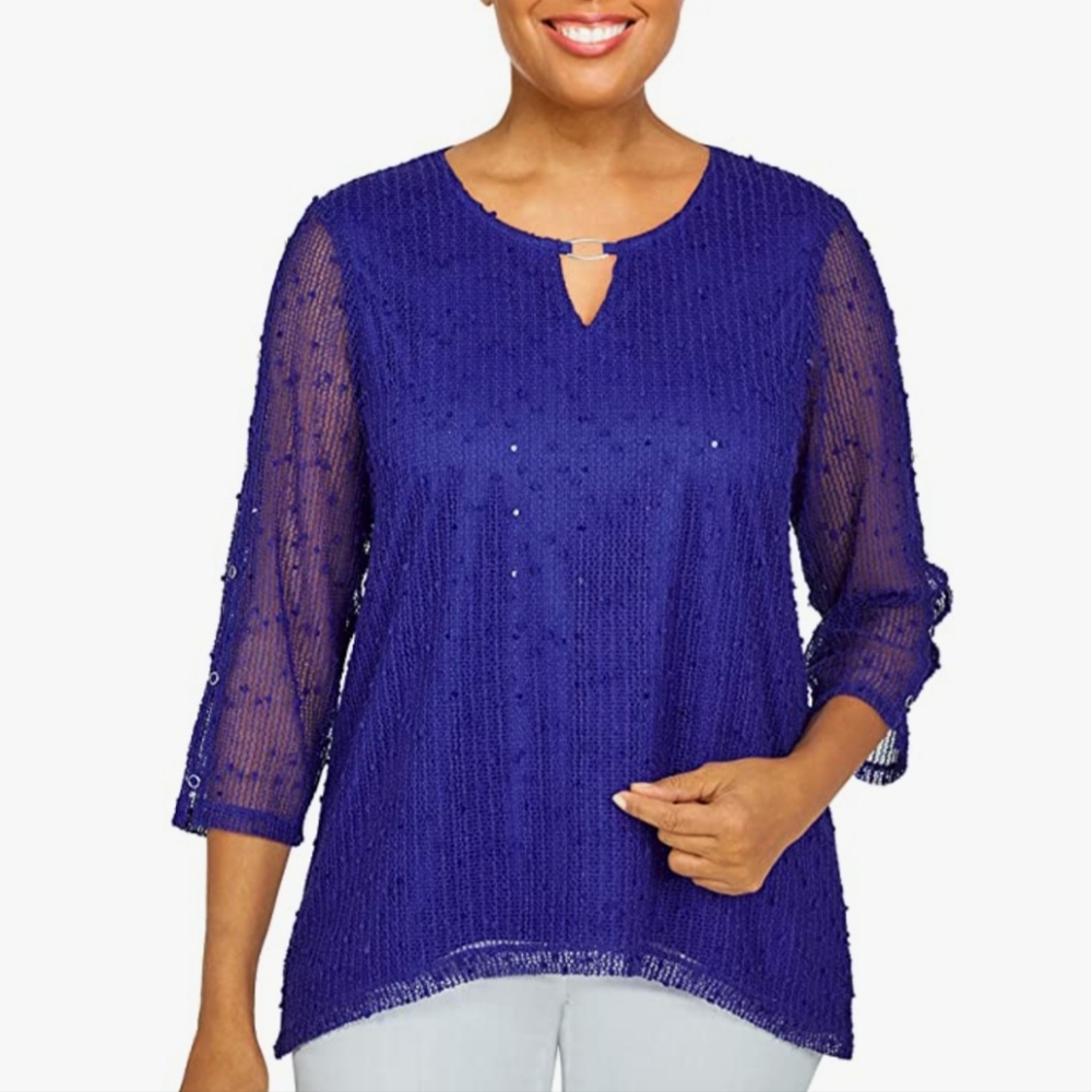 NWOT Alfred Dunner Blue Sparkle Blouse